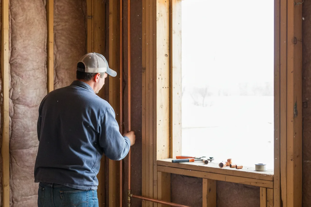 Licensed plumber running new copper supply lines in a Bessemer City home